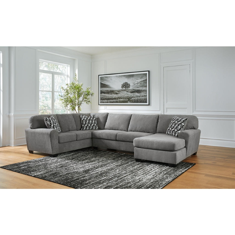 Off-White Woven Sectional Sofa with Left-Facing Chaise