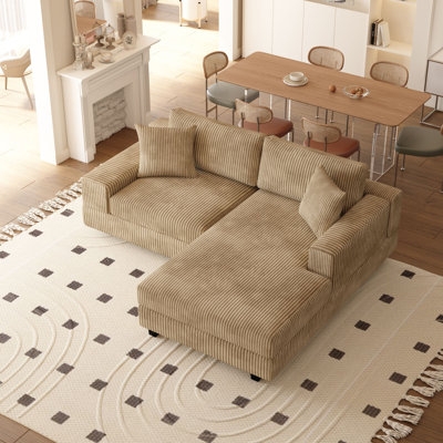 Olive Green Corduroy Sectional Sofa, Modular Design, Modern