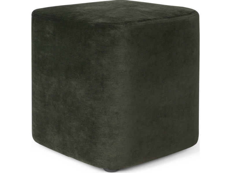 Olive Green Spherical Pouf, Vertical Ribbing Velvet Ottoman