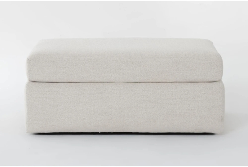 Olive Green Square Ottoman, Flanged Edge Detail