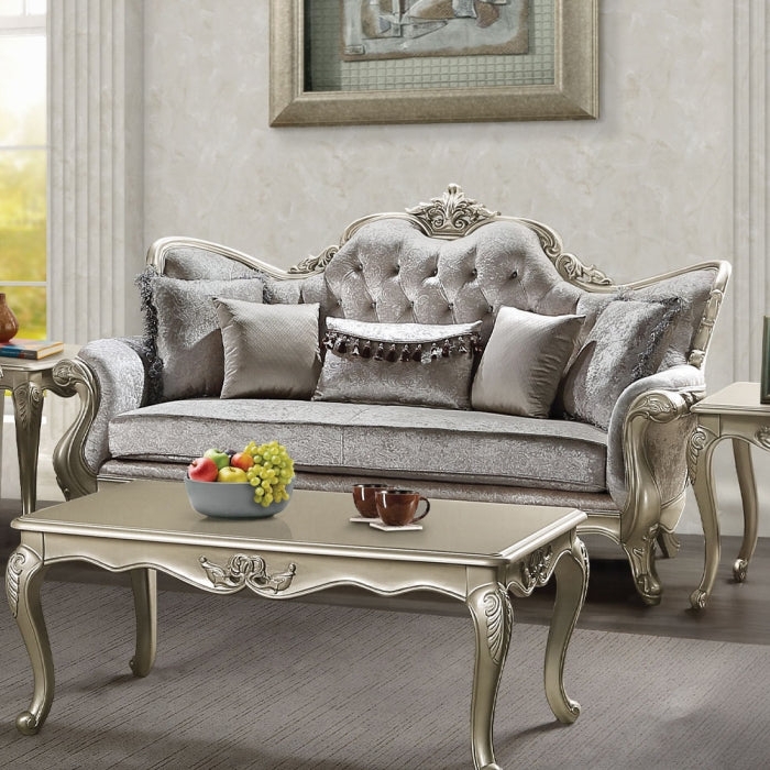Opulent Living Room Set in Rococo Revival Style Champagne Finish (69 chars)