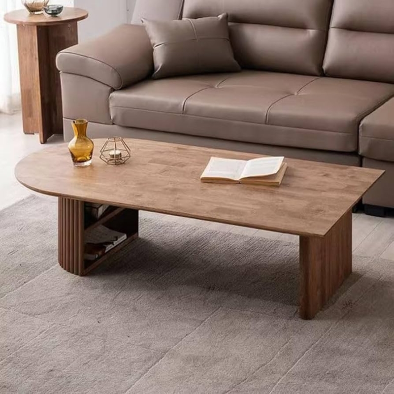 Organic Modern Wood Coffee Table with Irregular Slab Top