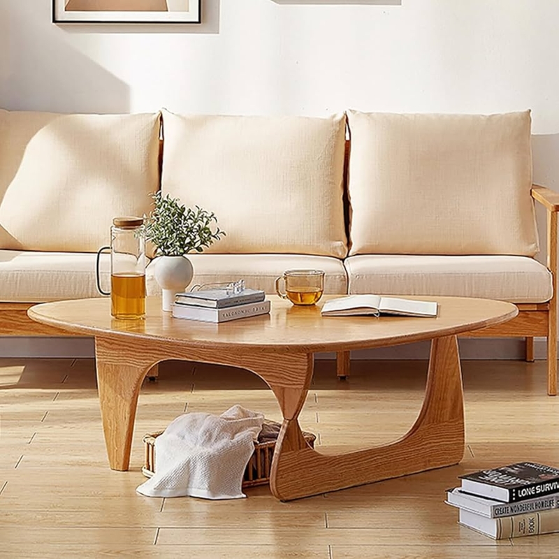 Organic Shape Coffee Table, Natural Wood Finish, Scandinavian Style