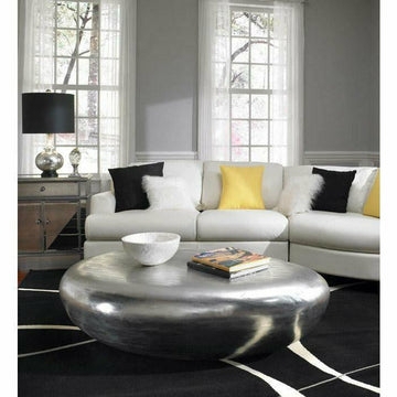 Organic Silver Pebble Coffee Table with Polished Metallic Finish