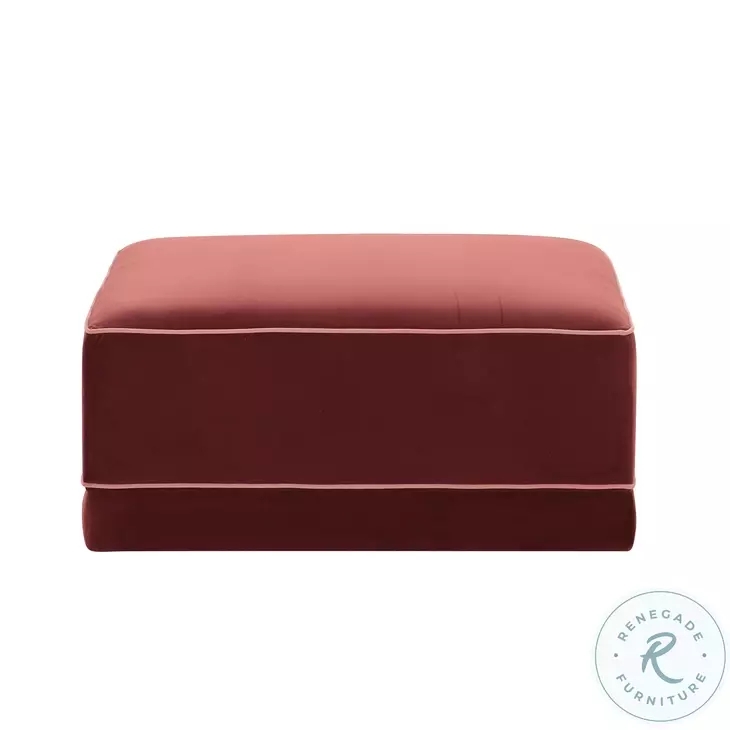 Ottoman Berry Red Diamond Tufted Round with Bun Feet