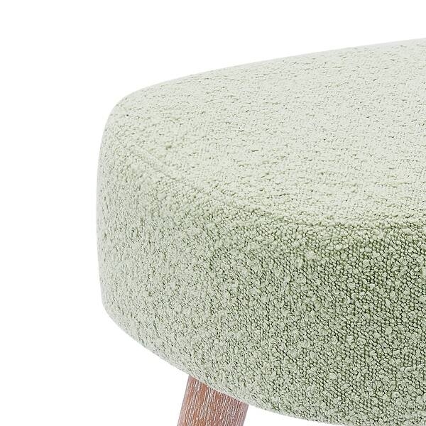 Ottoman Boucle Drum Silhouette White Modern Cozy Pouf