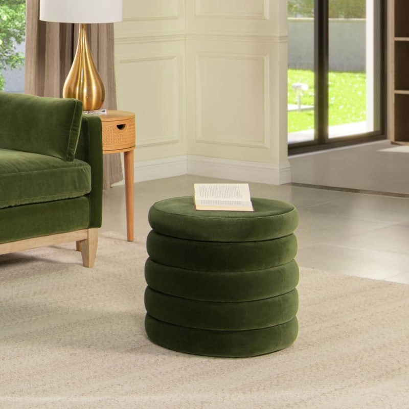 Ottoman Boucle Texture Gold Base Ring Nubby Footrest Styling