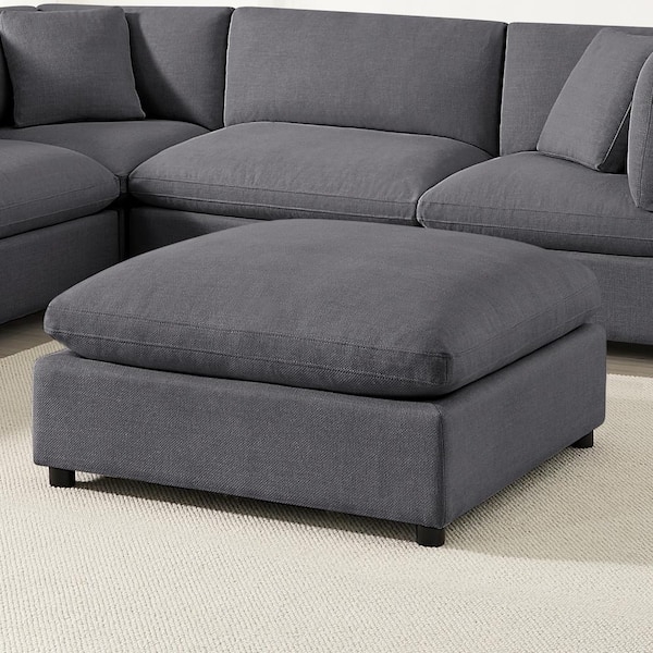 Ottoman Button Tufted Square Charcoal Gray Coffee Table