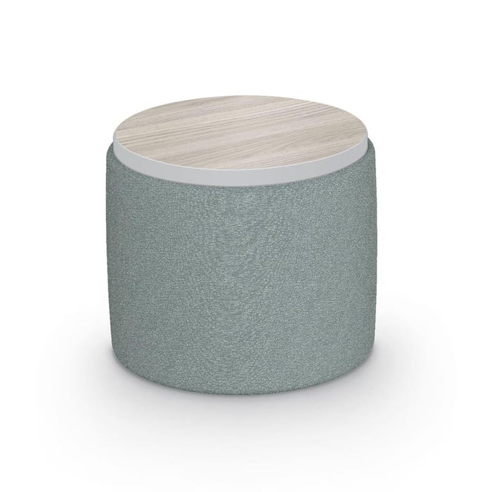 Ottoman Circular Silhouette Laminate Top Teal Blue Fabric