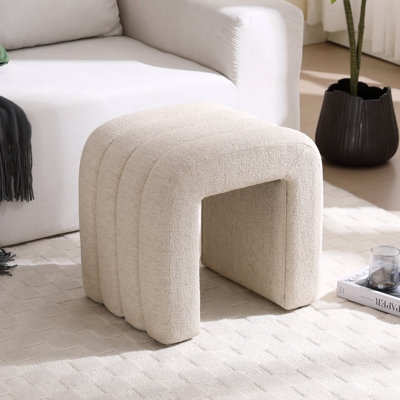Ottoman, Contemporary Glam Emerald Green Velvet Channel Tufted Round