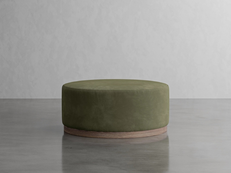 Ottoman Cylindrical Shape Beige Belted Strap Detail Metal Buckle