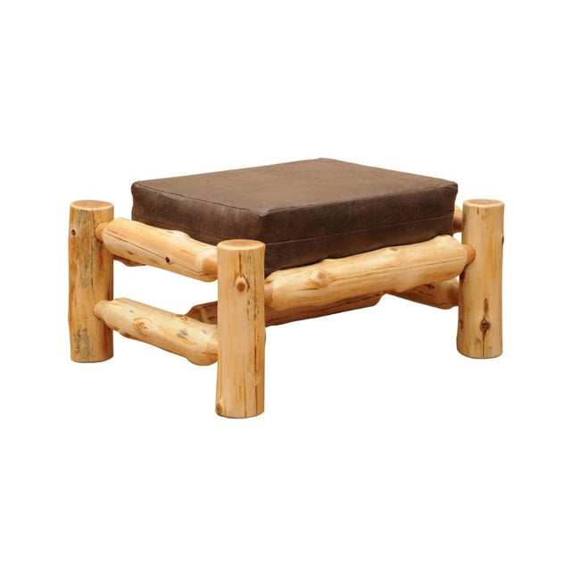 Ottoman Debarked Cedar Log Base Mountain Style