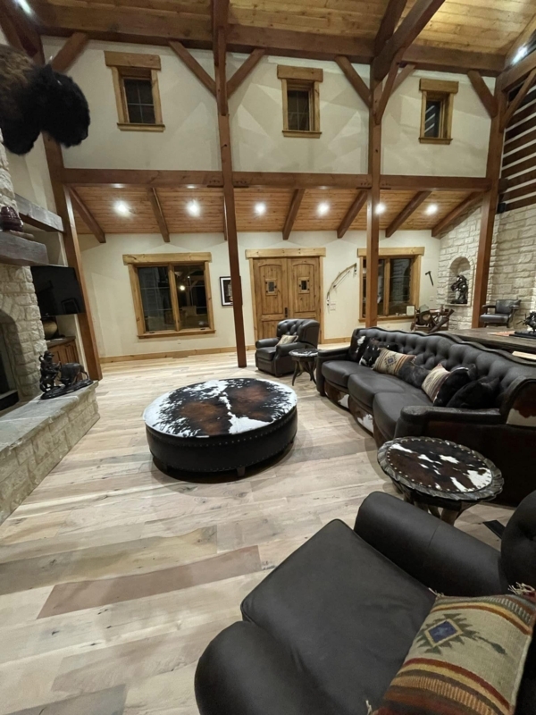 Ottoman Distressed Leather Sides Cowhide Top Nailhead
