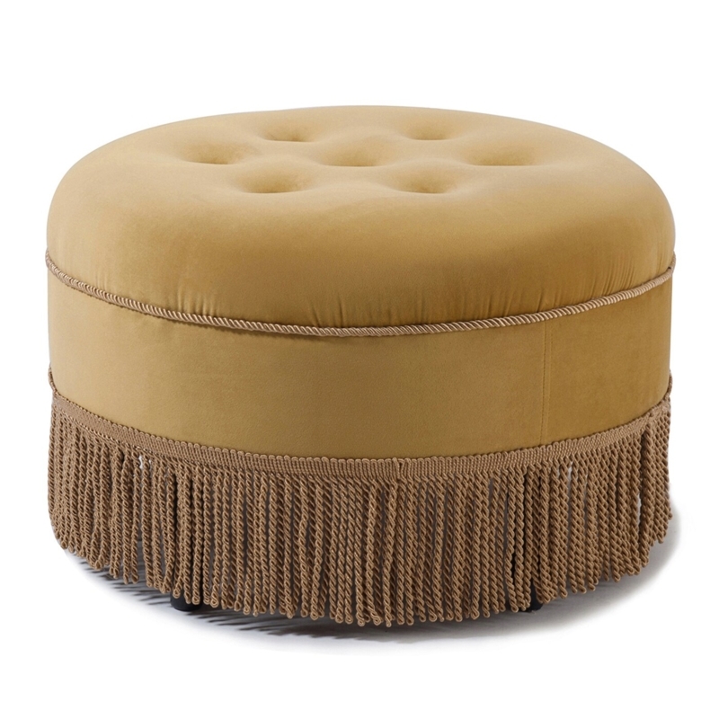 Ottoman Drum Silhouette Gold Metallic Ribbed Glam