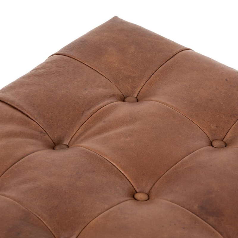 Ottoman Exposed Wood Frame Button Tufting Rustic