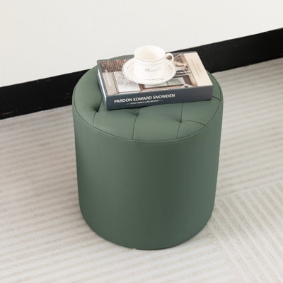 Ottoman featuring All-Over Button Tufting in Sage Green (61 chars)