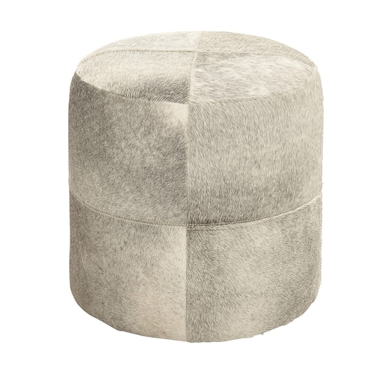 Ottoman Gray Leather-Like Tapered Legs Wood Base, Mid-Century Style