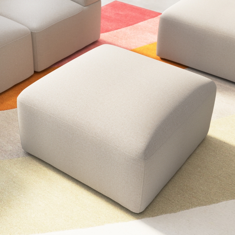 Ottoman Oat Fabric Square Modular Form Woven Texture Contemporary