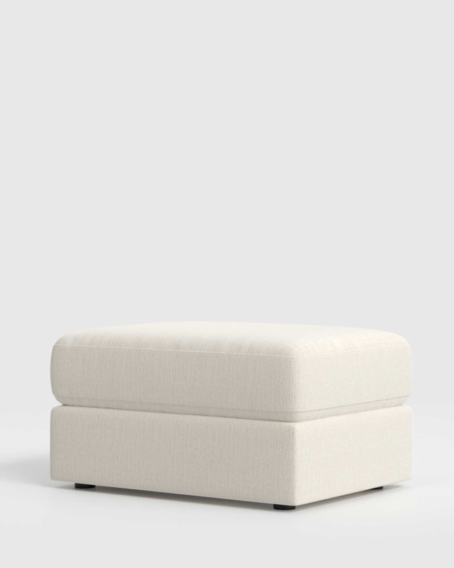 Ottoman Oversized Cream Chenille Rectangular Block Legs