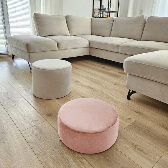 Ottoman Oversized Round Vertical Channel Tufting