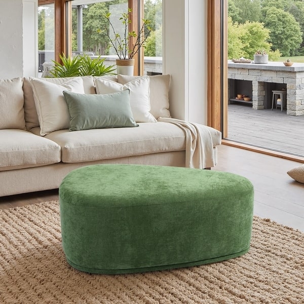 Ottoman Oversized Triangular Shape Cream Channel Tufted Fabric