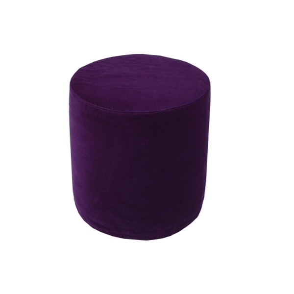 Ottoman Round Low Profile Tufted Top Vibrant Purple Velvet