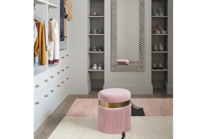 Ottoman Round Tiered Fringe Base Bohemian Glam