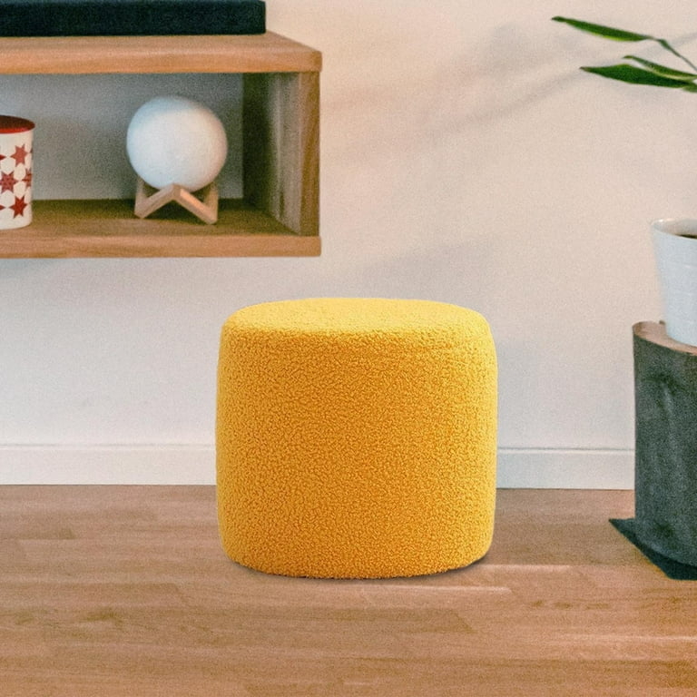 Ottoman Round Velvet Smooth Drum Silhouette Footstool