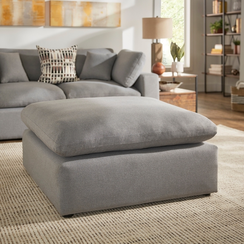 Ottoman Square Flanged Seams Recessed Base Modern
