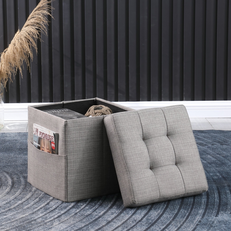 Ottoman Square Tufted Bun Feet Traditional Style