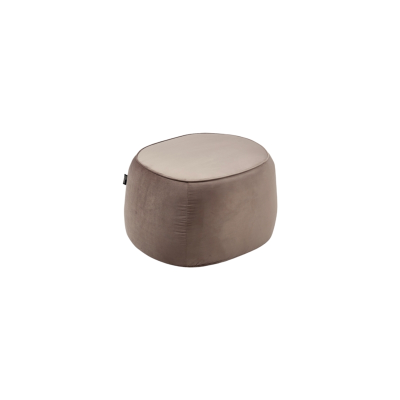 Ottoman, Taupe Velvet with Recessed Gold Base, Glam Style