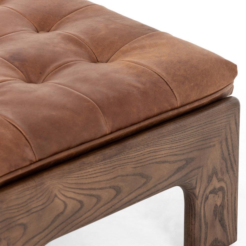 Ottoman Trestle Base Button Tufted Sienna Upholstery