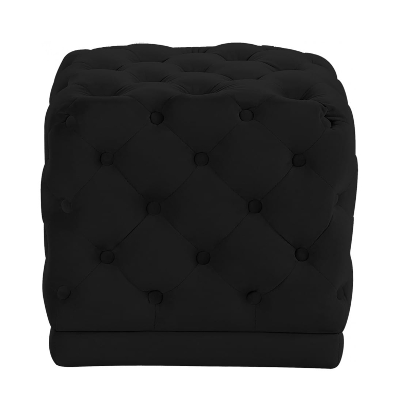 Ottoman Velvet Channel Tufted Gold Base Glam Stool Recessed