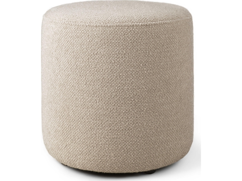 Ottoman White Drum Silhouette Deep Tufted Nubby Texture Modern Glam