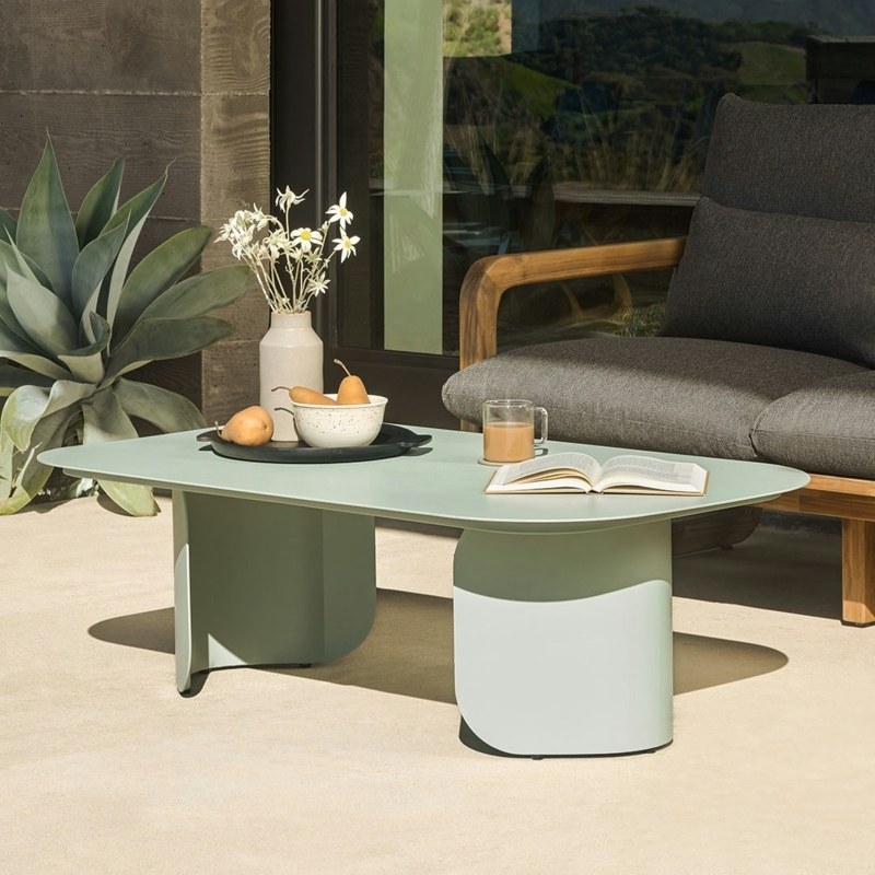 Outdoor Coffee Table Powder Coated Steel Muted Forest Green Patio