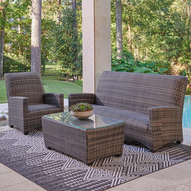 Outdoor Conversation Set Husk Wicker Weave Contemporary Weather Resistant