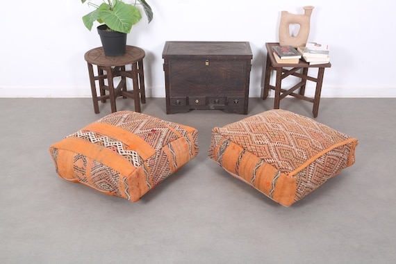 Outdoor Floor Pouf with Intricate Berber Pattern Seating