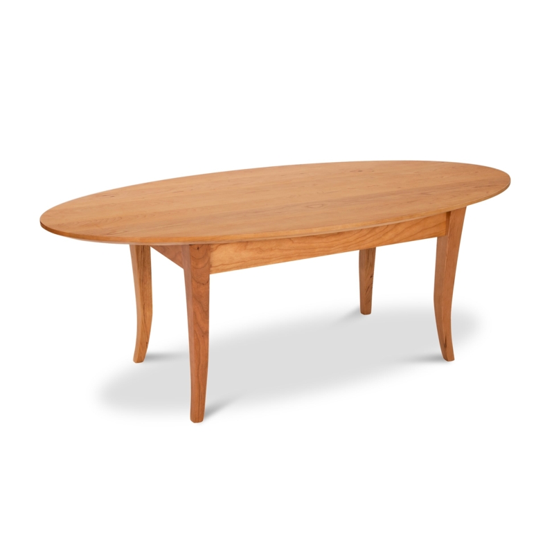 Oval Coffee Table with Flared Legs and Natural Wood Finish