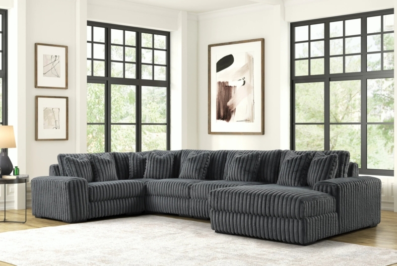 Oversized Five-Piece Modular Sectional with Plush Cushions