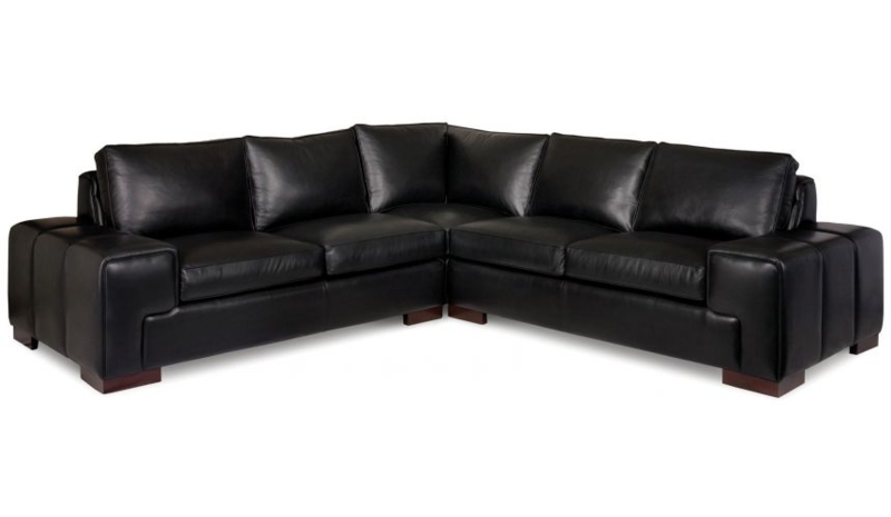 Oversized L-Shaped Sectional Sofa with Matte Black Finish