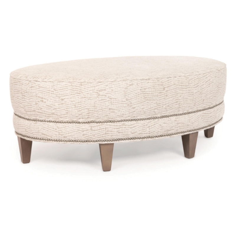 Oversized Oval Ottoman Espresso Leather-like Tufted Cocktail Table