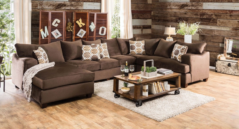 Oversized Sectional Sofa Padded Arms Woven Texture Contemporary