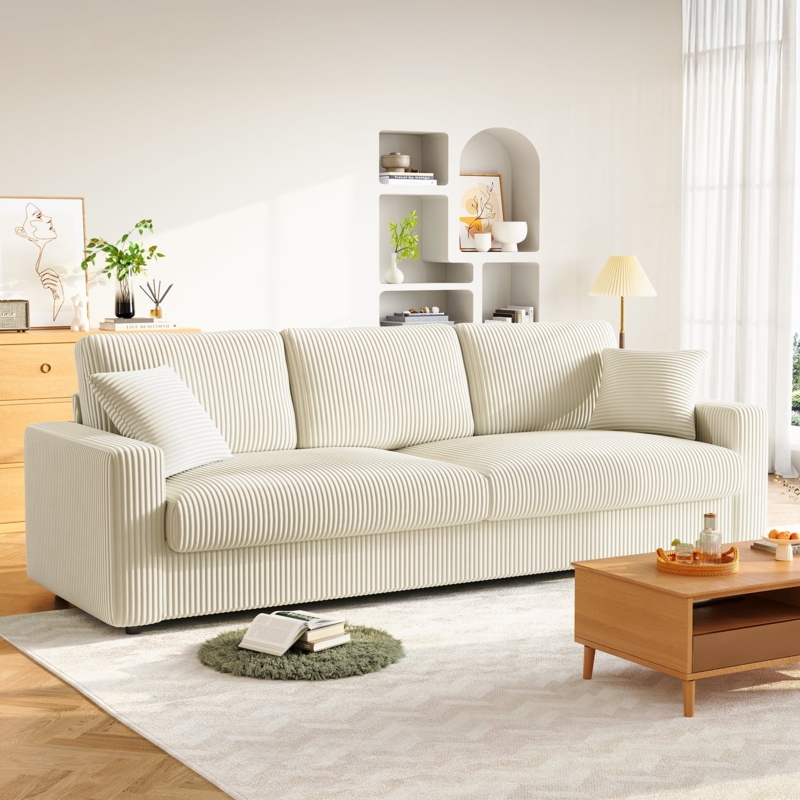 Oversized Sofa With 24 Inch Extra Deep Seat In Corduroy Texture.