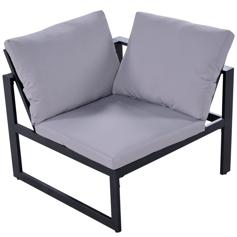 Patio Furniture Set Industrial Outdoor Metal Slat Design Dark Gray