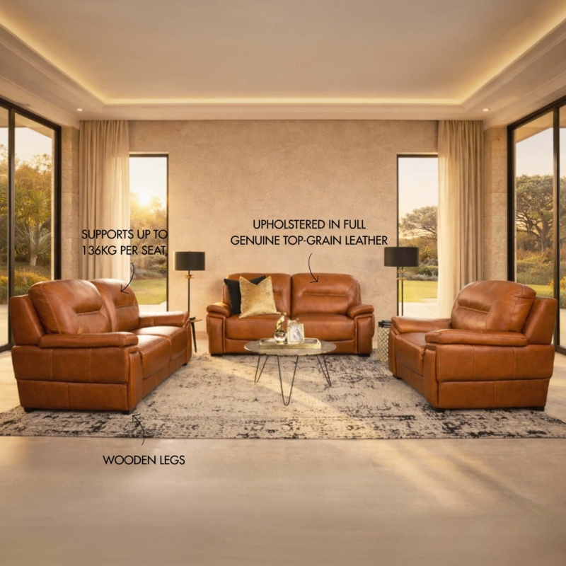 Pecan Brown Chesterfield Sofa Suite with Button Tufting
