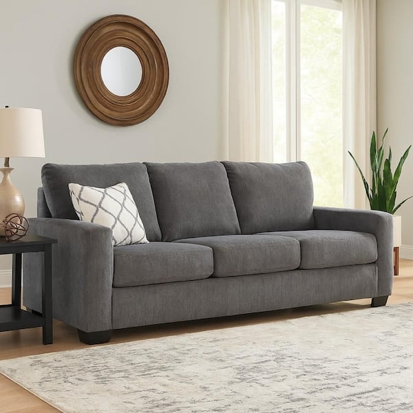 Pewter Gray Sofa Sleeper with Straight Arm Design