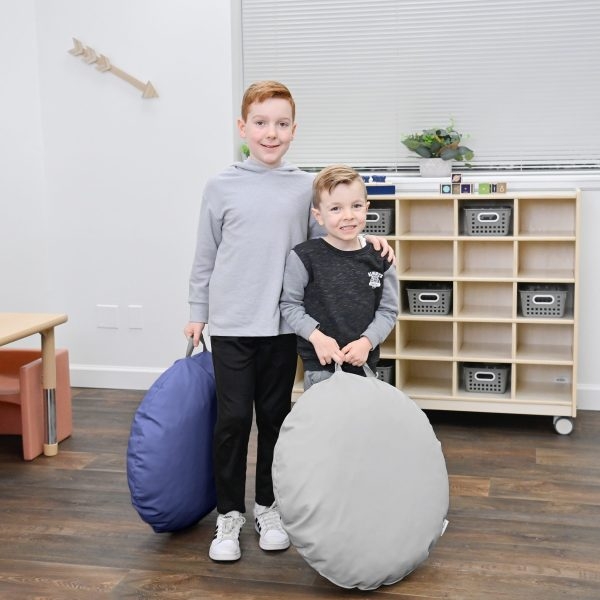 Portable Round Poufs with Side Handles in Vibrant Blue (62 chars)