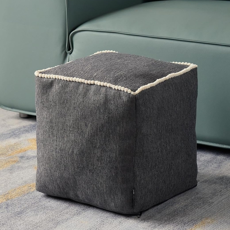 Pouf Bohemian Diamond Stitched Footstool with Side Handle