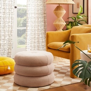 Pouf Boho Chic Raised Circular Texture Round
