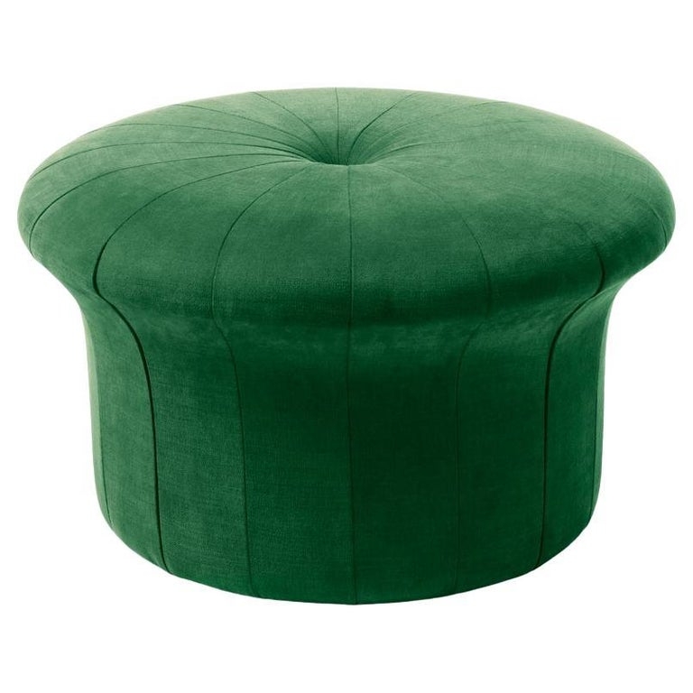 Pouf Cylindrical Velvet Polished Gold Plinth Base Chic